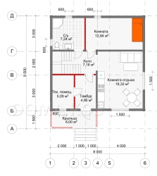 Планировка первого этажа без бани